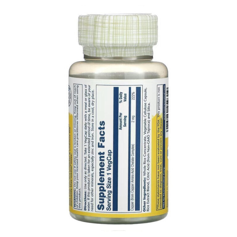 Solaray Copper, 100 капсул