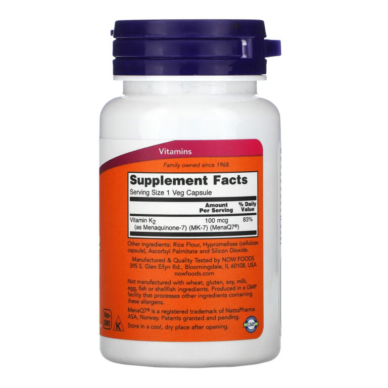NOW MK-7 Vitamin K-2, 100 мкг, 60 капсул