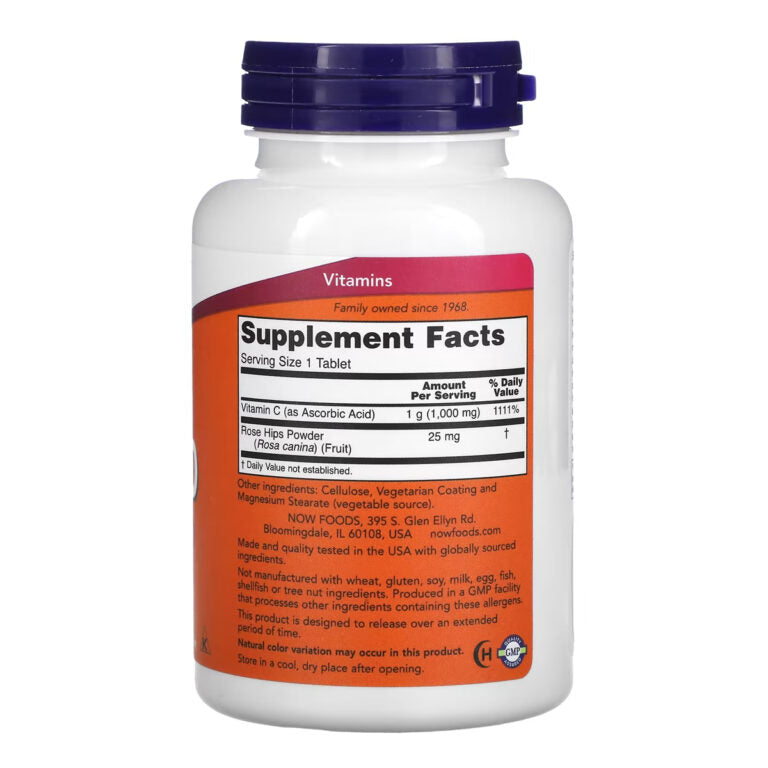 NOW Vitamin C-1000 with rose hips, 100 таблеток
