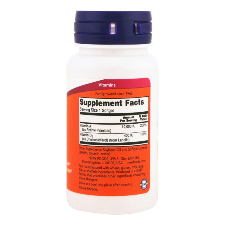 NOW Vitamin A & D 10000\400 IU, 100 капсул