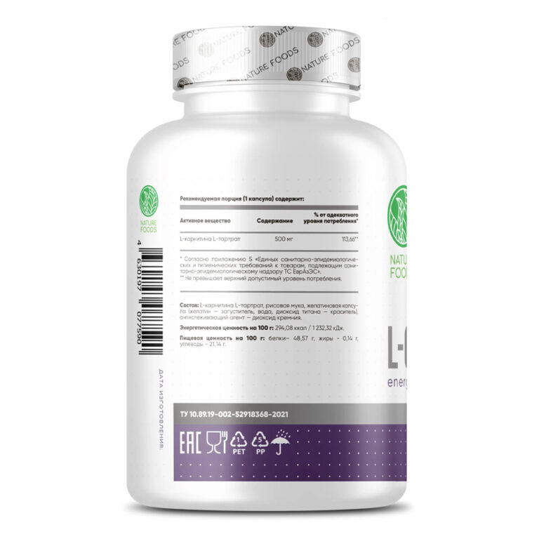 Nature Foods Carnitine 500мг, 90 капсул