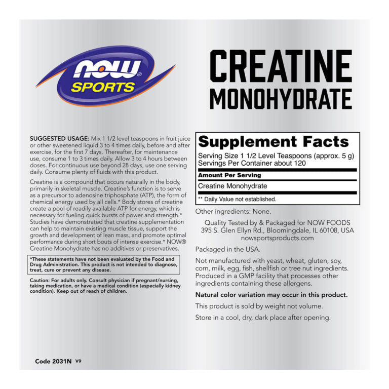 NOW Creatine Monohydrate, 600 г
