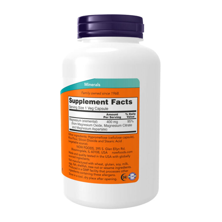 NOW Magnesium Citrate 400мг, 180 капсул