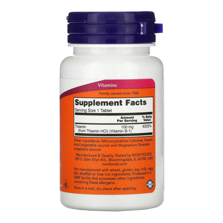 NOW Vitamin B-1, 100мг, 100 таблеток