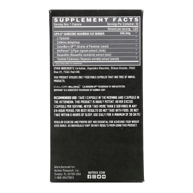 Nutrex Lipo-6 Hardcore, 60 капсул